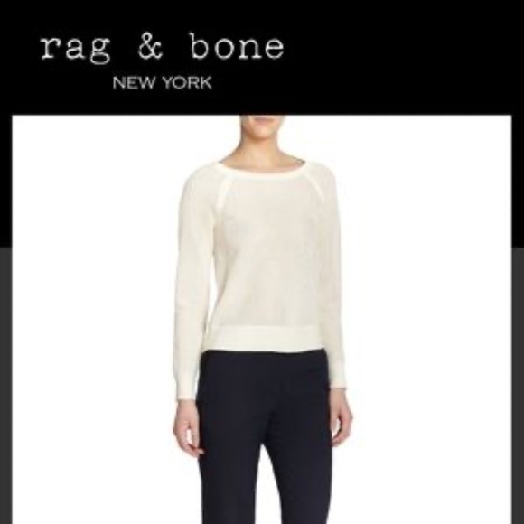 RAG & BONE The Shelby Pullover In Vanilla Perforated Raglan Sleeves New York XS - Picture 17 of 17